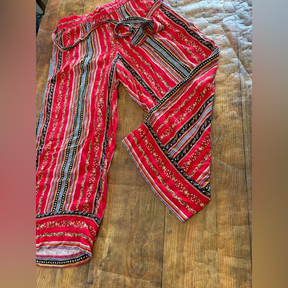 LOFT‎ Multicolor Patterned Wide Leg Cropped Pants